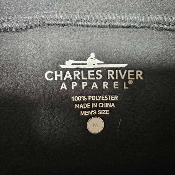 NEW Charles River Fleece‎ Lined Heritage Rib Knit Jacket Zip Logo Black Mens M - Picture 4 of 11